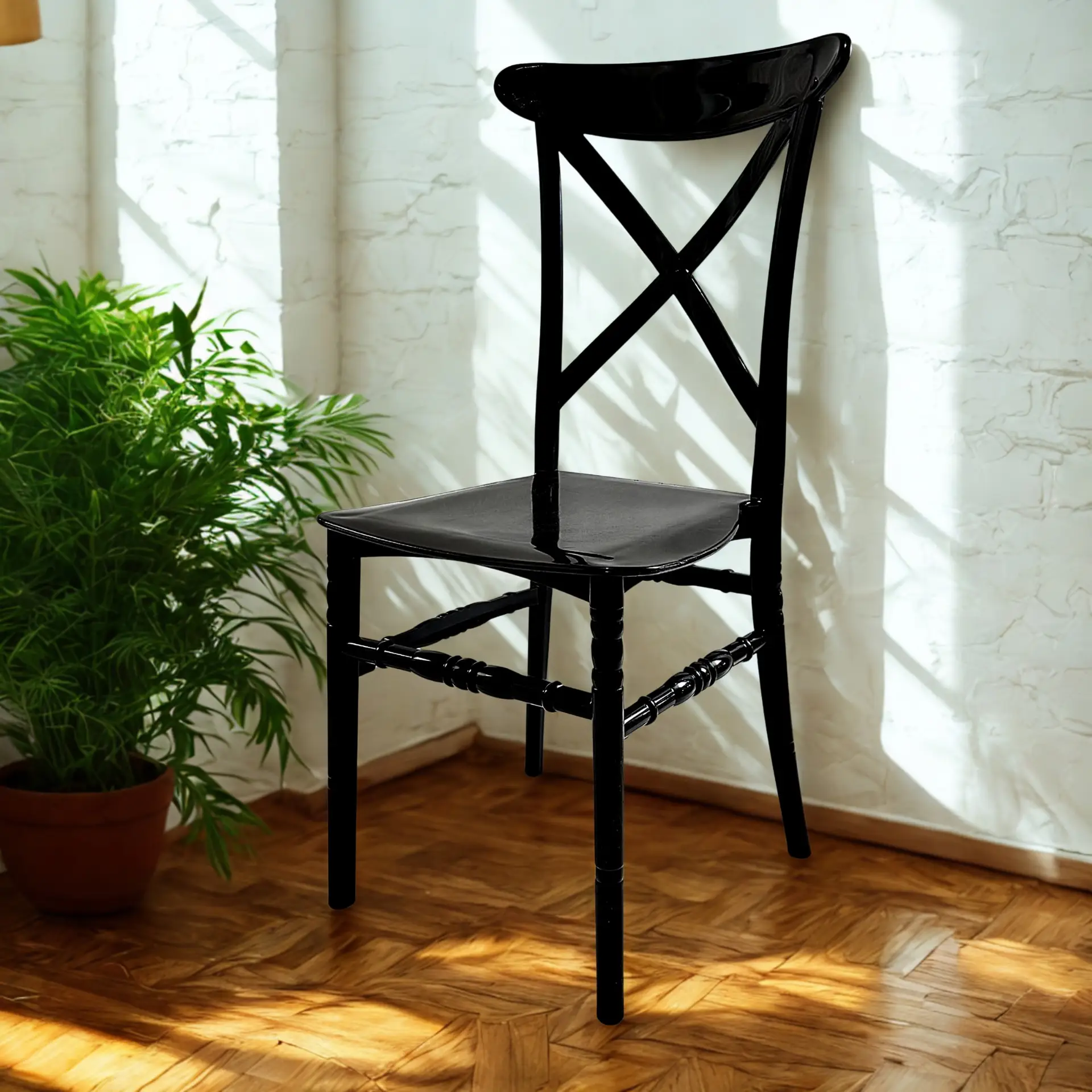 4 Adet Cross Back Sandalye – Siyah