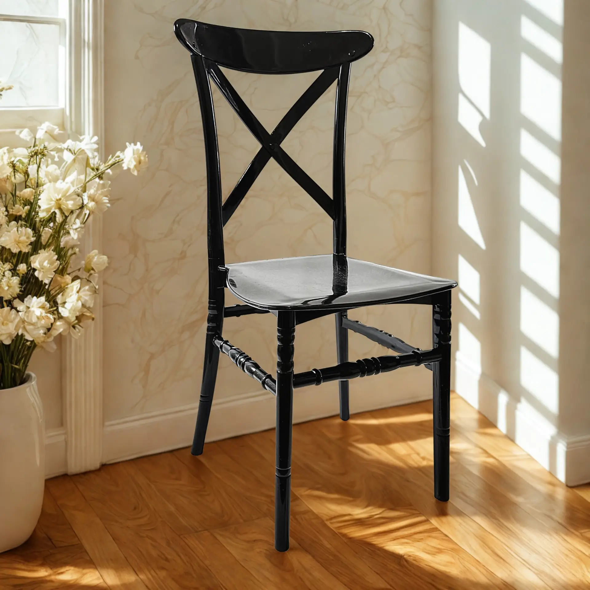 4 Adet Cross Back Sandalye – Siyah