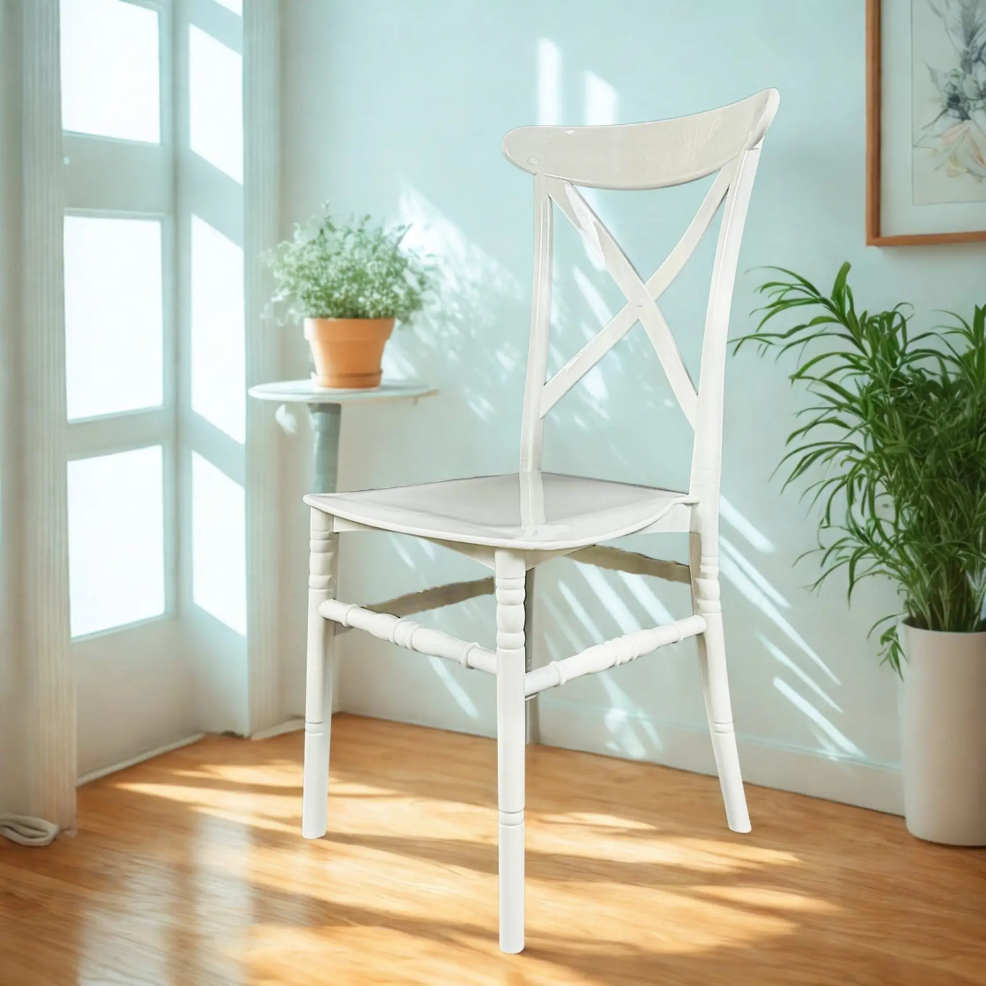 4 Adet Cross Back Sandalye – Beyaz