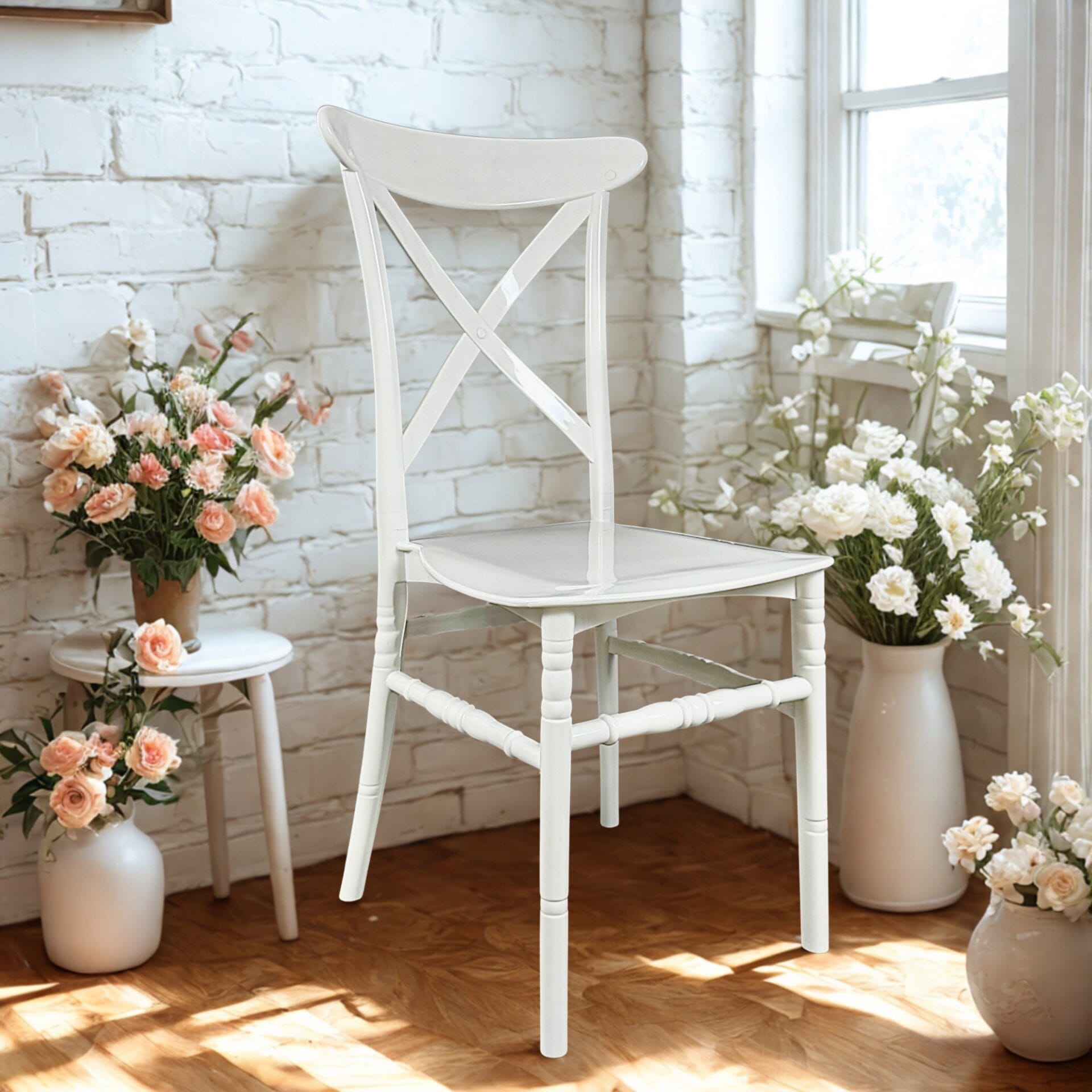 4 Adet Cross Back Sandalye – Beyaz